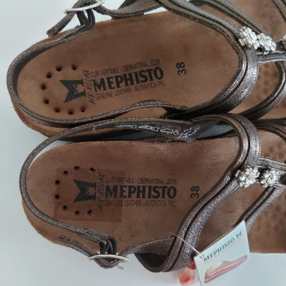 NWT Mephisto Women's Crystals Brown Leather Sandals - EU38 - Picture 5 of 12